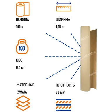 Бумага оберточная (мягкая), рулон 1.05х100 м