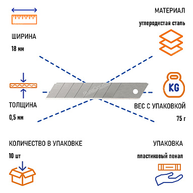 Лезвия для ножей BRAUBERG, 18 мм, 10 шт./уп.