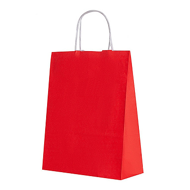 Крафт пакет с кручеными ручками «Красный», 32х22х12 см