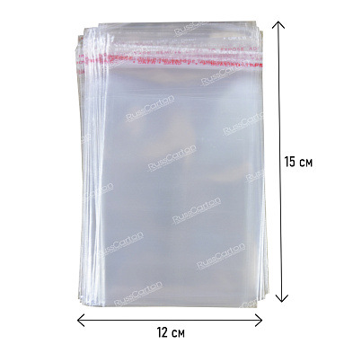 БОПП пакет с клапаном, 12х15 см, 25 мкм, 100 шт.