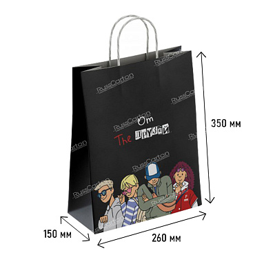 Крафт пакет с кручеными  ручками «От друзей», 35х26х15 см