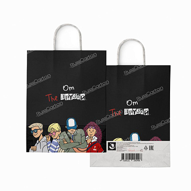 Крафт пакет с кручеными  ручками «От друзей», 35х26х15 см