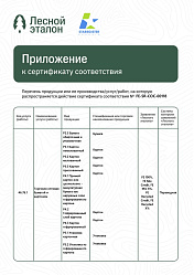 Сертификат Лесной Эталон. Приложение
