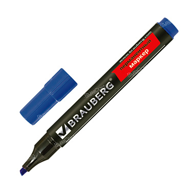 Маркер перманентный BRAUBERG "Contract", СИНИЙ,  1-5 мм. У