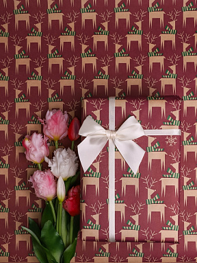 Бумага крафт "Олени с шарфиком", 0.7х10 м