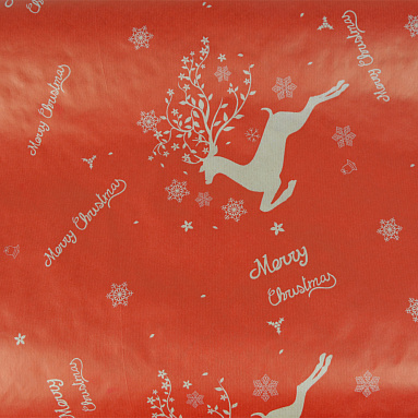 Бумага крафт "Олени", красный, 0.7х10 м
