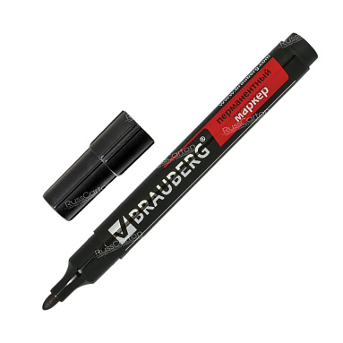 Маркер перманентный BRAUBERG "Contract", ЧЕРНЫЙ, 3 мм
