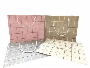 Бумажный пакет подарочный Люкс "Клетка" ассорти, 20х25х10 см