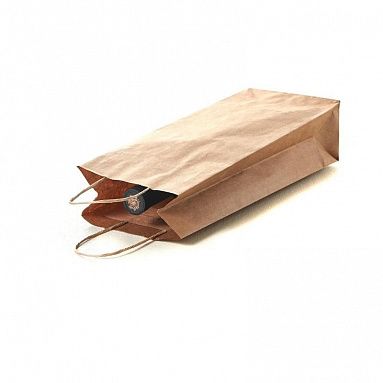 Крафт пакет с кручеными ручками, 34х14х8 см