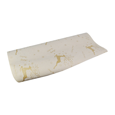 Бумага крафт "Олени", белый, 0.7х10 м