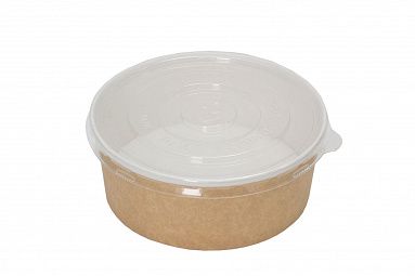 Контейнер  круглый с плоской крышкой "OSQ Round Bowl fla" (крафт), 150х61 мм, 45 шт/уп