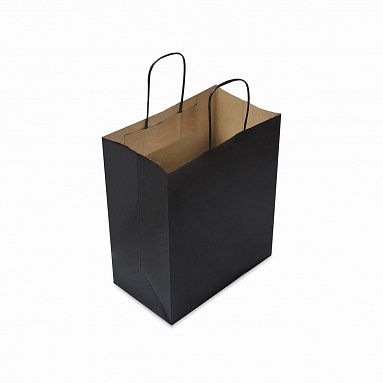 Крафт пакет с кручеными ручками «Черный», 28х24х14 см