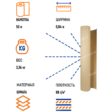 Бумага оберточная (мягкая), рулон 0.84 х 50 м