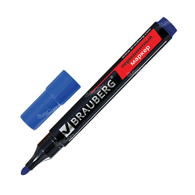 Маркер перманентный BRAUBERG "Contract", СИНИЙ, 3 мм